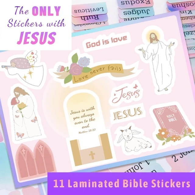 Alt view image 4 of 7 - Bible Tabs with Unique Stickers, Bible Tabs for Women, Laminated Bible Tabs, Christian Gifts, Large Print Bible Tabs for Easy Navigation, Bible Book Index Tabs Labels, Bible Study Supplies (Rainbow)