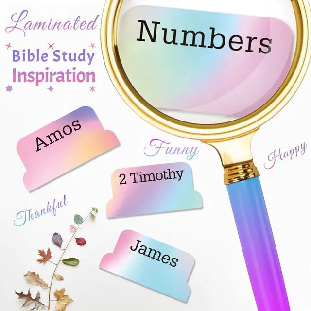 Alt view image 6 of 7 - Bible Tabs with Unique Stickers, Bible Tabs for Women, Laminated Bible Tabs, Christian Gifts, Large Print Bible Tabs for Easy Navigation, Bible Book Index Tabs Labels, Bible Study Supplies (Rainbow)