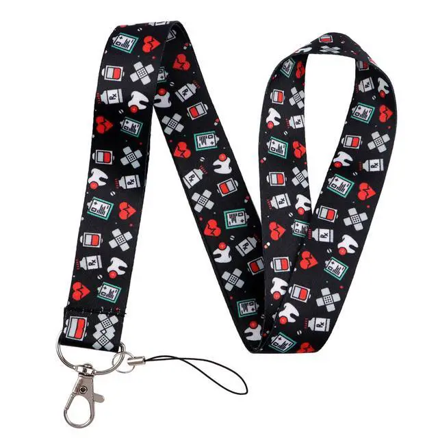 Alt view image 2 of 5 - BKBKAAK Nurse Lanyards for ID Badges for Women Cute, Black Name Tag Badge Holder with Soft Silky Neck Lanyard, Medicine Keychain with Lanyard for Doctor, Hospital, Office