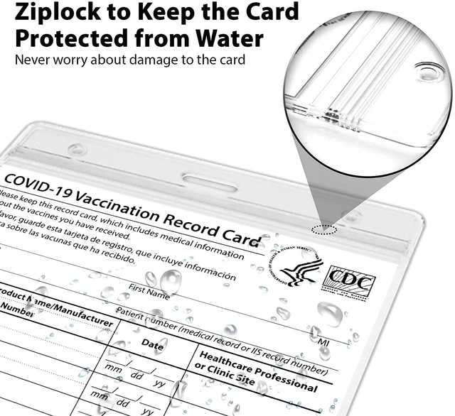 Alt view image 3 of 5 - (2 Pack) Vaccination Card Protector 4 X 3 Inches Immunization Record Vaccine Cards Cover Holder Clear Vinyl Plastic Sleeve Waterproof with Resealable Zip