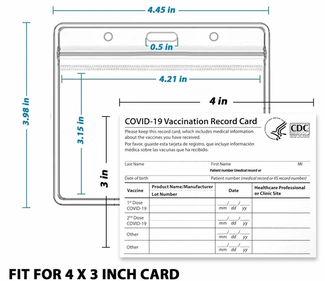 Alt view image 4 of 5 - (2 Pack) Vaccination Card Protector 4 X 3 Inches Immunization Record Vaccine Cards Cover Holder Clear Vinyl Plastic Sleeve Waterproof with Resealable Zip