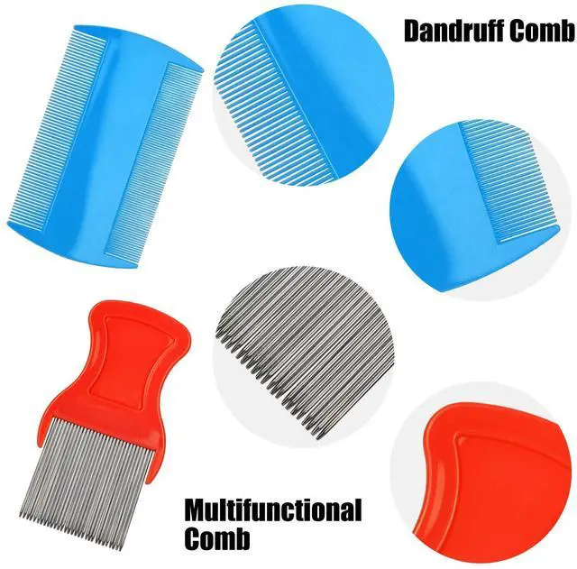 Alt view image 5 of 7 - Random Color 4 Pcs Hair Comb Including 2 Pieces Hair Comb Double Sided and 2 Pieces Removing Dandruff Flakes with Metal Teeth (Medium, Count, 4)