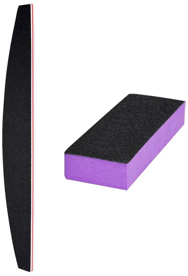 Main image of Nail File and Thin Buffer Block, Reusable Black Half Crescent Shape Double Sided Manicure Tools, Thin Sanding Buffing Grinding Plisher File, 100/180 Grit