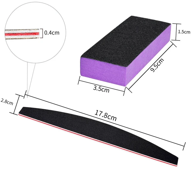 Alt view image 2 of 7 - Nail File and Thin Buffer Block, Reusable Black Half Crescent Shape Double Sided Manicure Tools, Thin Sanding Buffing Grinding Plisher File, 100/180 Grit