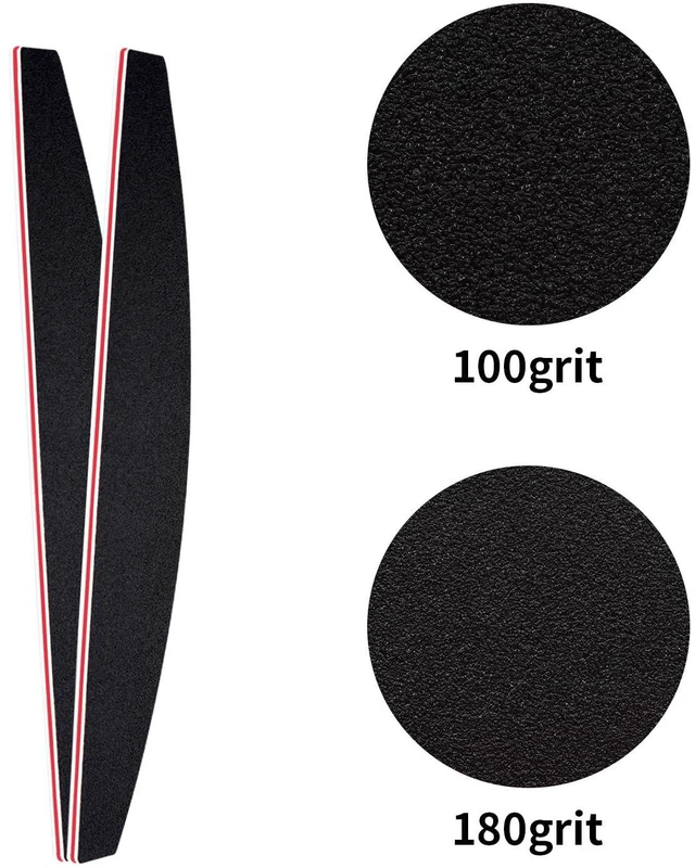 Alt view image 4 of 7 - Nail File and Thin Buffer Block, Reusable Black Half Crescent Shape Double Sided Manicure Tools, Thin Sanding Buffing Grinding Plisher File, 100/180 Grit