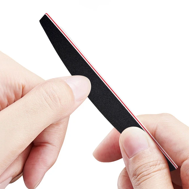 Alt view image 5 of 7 - Nail File and Thin Buffer Block, Reusable Black Half Crescent Shape Double Sided Manicure Tools, Thin Sanding Buffing Grinding Plisher File, 100/180 Grit