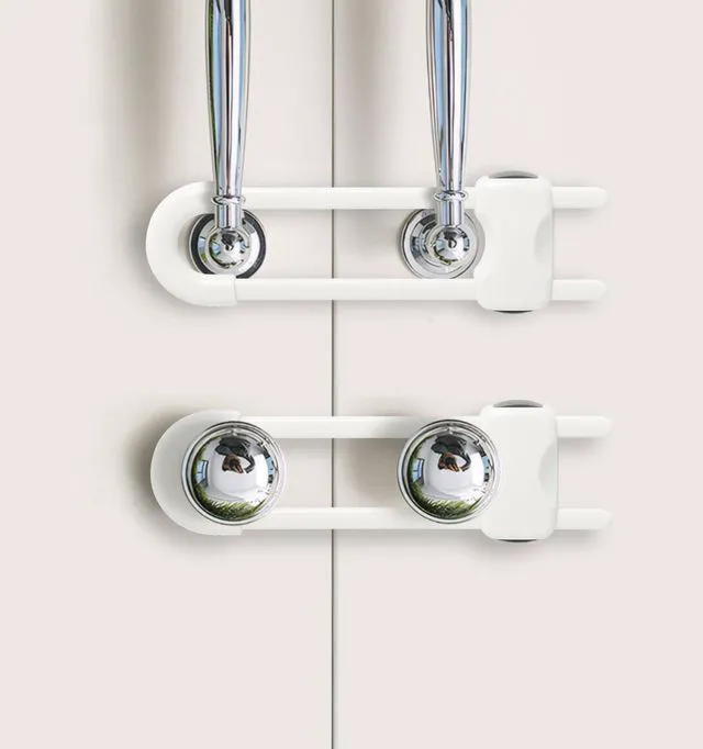 Main image of Baby Proofing Cabinets, Sliding Cabinet Locks for Babies, Adjustable U Shaped Baby Safety Locks, Childproof Cabinet Latch for Kitchen, Bathroom, Drawer, Cupboard Doors Knobs & Handles (2Pack White)