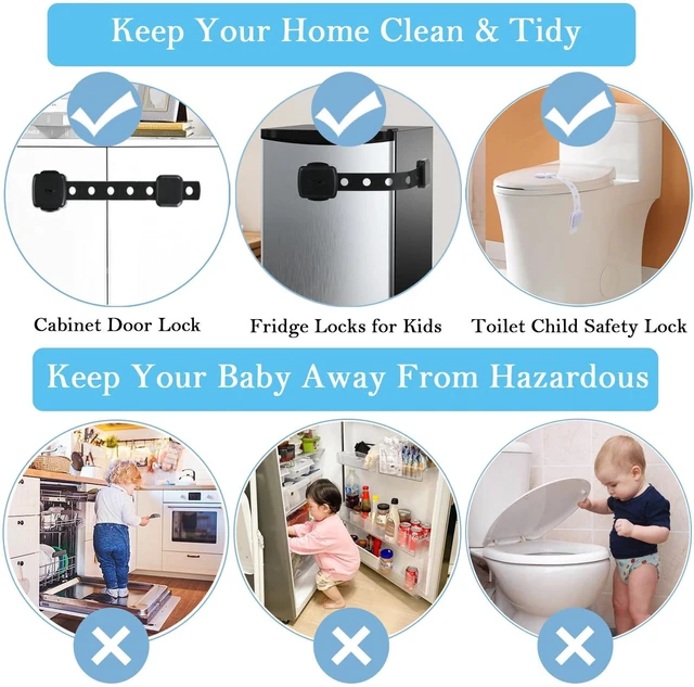 Alt view image 4 of 7 - Cabinet Locks Baby Proofing, Baby Drawer Safety Locks -Adhesive Child Safety Lock Straps Adjustable Door Latch for Fridge Toilet Oven No Drill Furniture Kitchen Lock