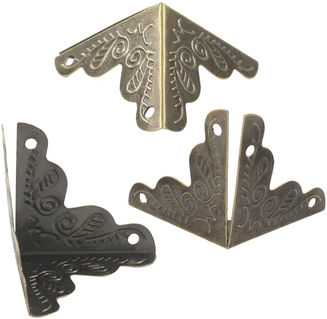 Alt view image 2 of 5 - 12 Pack Box Corner Protectors 25mm Metal, Bronze | Edge Corner Guard, Mounting Screws Included, For Furniture Decorative, Box Jewelry Case Cabinet