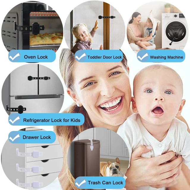 Alt view image 6 of 7 - Cabinet Locks Baby Proofing, Baby Drawer Safety Locks -Adhesive Child Safety Lock Straps Adjustable Door Latch for Fridge Toilet Oven No Drill Furniture Kitchen Lock