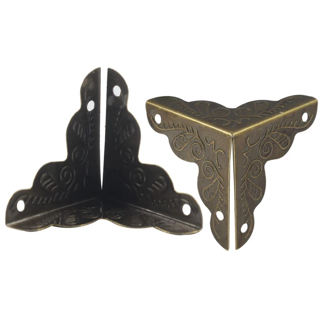 Alt view image 5 of 5 - 12 Pack Box Corner Protectors 25mm Metal, Bronze | Edge Corner Guard, Mounting Screws Included, For Furniture Decorative, Box Jewelry Case Cabinet