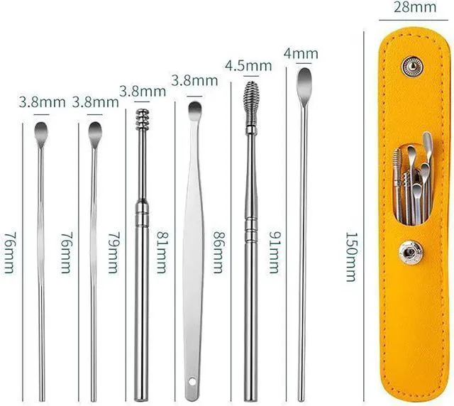 Alt view image 3 of 7 - 6 Pcs Ear Wax Removal Kit,Ear Cleaner: Speetop Mini Portable Ear Pick | Ear Scope with Stainless Steel 360° Spiral Ear Massage Cleaning Tool for Adults Kids - Ear Wax Remover with Storage Box