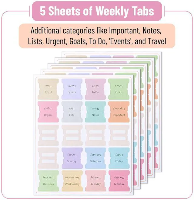 Alt view image 2 of 7 - Weekly Planner Tabs, 100 Pcs, Week Tabs for Planner | Calendar Tabs for Planner, Calendar Index Sticker, Weekly Tabs Stickers, Calendar Tabs, Weekly Tabs, Week tabs