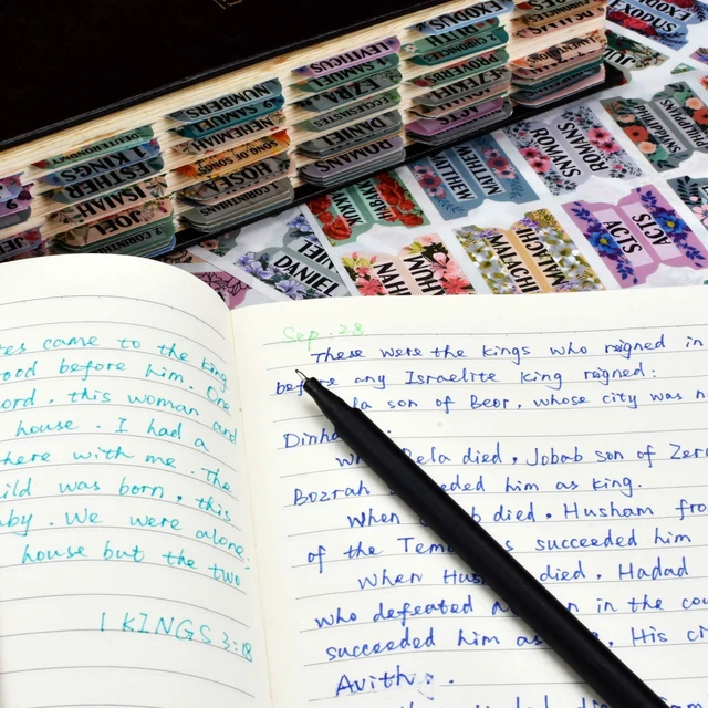 Alt view image 3 of 6 - Bible Index Tabs New & Old Testament Tabs Matte Laminated Floral Design - 122 Pcs (Floral)