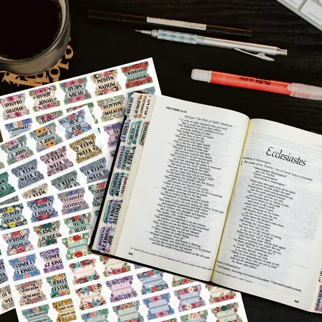 Alt view image 4 of 6 - Bible Index Tabs New & Old Testament Tabs Matte Laminated Floral Design - 122 Pcs (Floral)