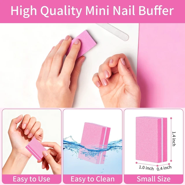 Alt view image 2 of 7 - 50 Pcs Mini Nail Buffers,Nail Buffer for Acrylic Nails and Natural Nails | 100/180 Grit Double Sided Sponge Files,Disposable Professional Manicure Prep Buffers,Travel Size Nail File for Salon Home Use