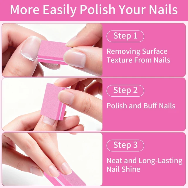 Alt view image 3 of 7 - 50 Pcs Mini Nail Buffers,Nail Buffer for Acrylic Nails and Natural Nails | 100/180 Grit Double Sided Sponge Files,Disposable Professional Manicure Prep Buffers,Travel Size Nail File for Salon Home Use