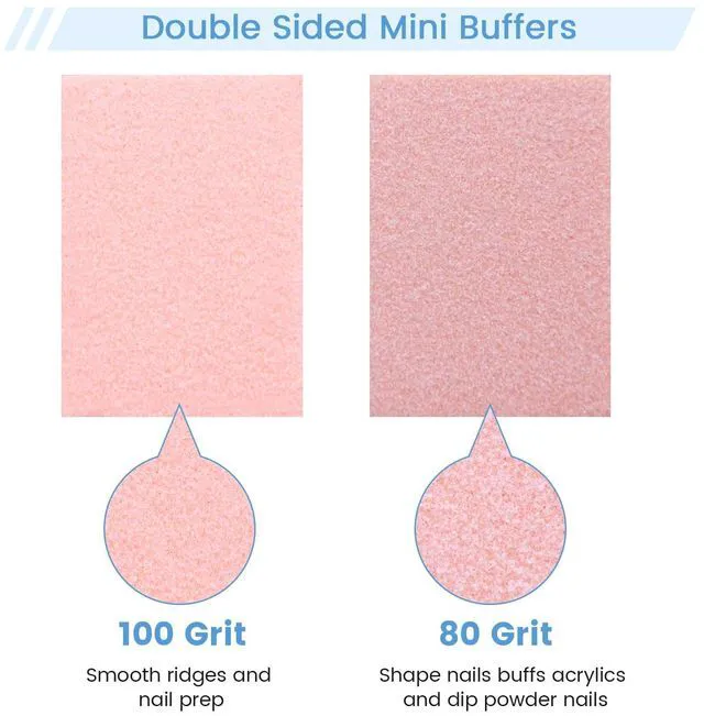 Alt view image 3 of 7 - GazePlus Nail Buffer Block - 100 Pcs Mini Buffers 80/100 2 Way Grit Orange | 1.3" Long, High-elastic Sponge, Washable & Reusable, Natural Nails Cleanup & Prep , Small Buffing Kits, Travel Size, Home D