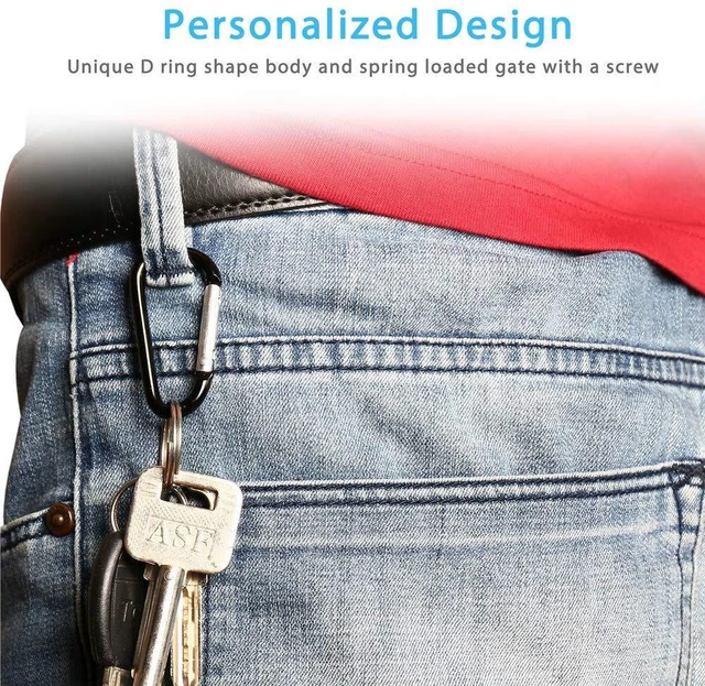 Alt view image 4 of 6 - 20PCS Mini 1.85"/4.7CM Aluminum Carabiners with 10PCS Nickel Metal Key Rings Lightweight D Shape Keychain Clips Small Multipurpose Carabiner Buckles for Indoor Outdoor Use