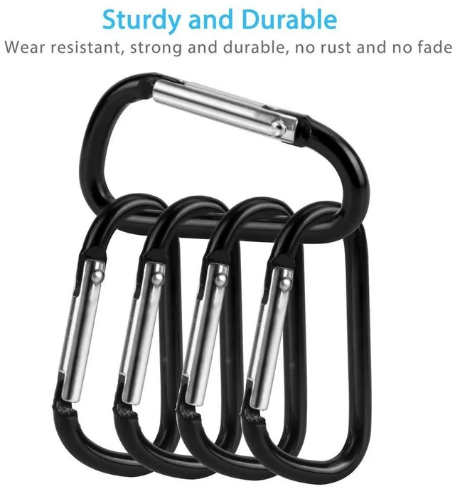 Alt view image 5 of 6 - 20PCS Mini 1.85"/4.7CM Aluminum Carabiners with 10PCS Nickel Metal Key Rings Lightweight D Shape Keychain Clips Small Multipurpose Carabiner Buckles for Indoor Outdoor Use