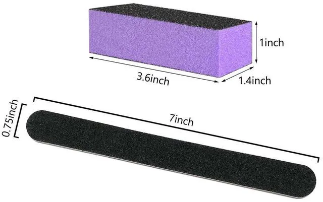 Alt view image 2 of 7 - 5 Pack Nail File and Buffer Block, Professional Manicure Tools Kits, 100/180 Grit, Black Nail Pedicure File and Sanding Buffing Grinding Plisher File