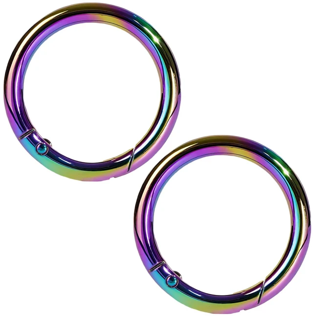 Main image of HUYANDOO 2 Pack Metal O Rings Keychain Clip, Round Carabiner Clip Snap for Keyrings Buckle, Bags, Purses(QB Colorful 2 Pack 1 Inch)