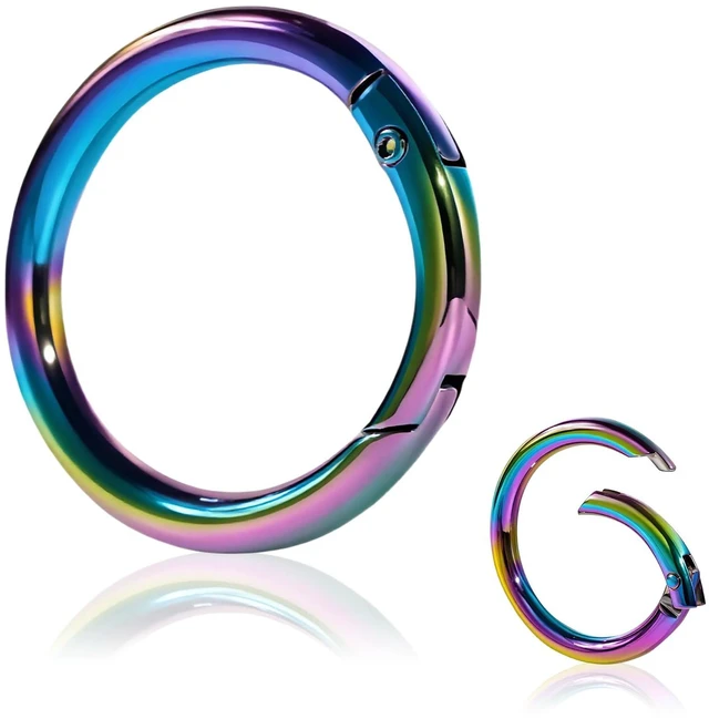 Alt view image 5 of 7 - HUYANDOO 2 Pack Metal O Rings Keychain Clip, Round Carabiner Clip Snap for Keyrings Buckle, Bags, Purses(QB Colorful 2 Pack 1 Inch)