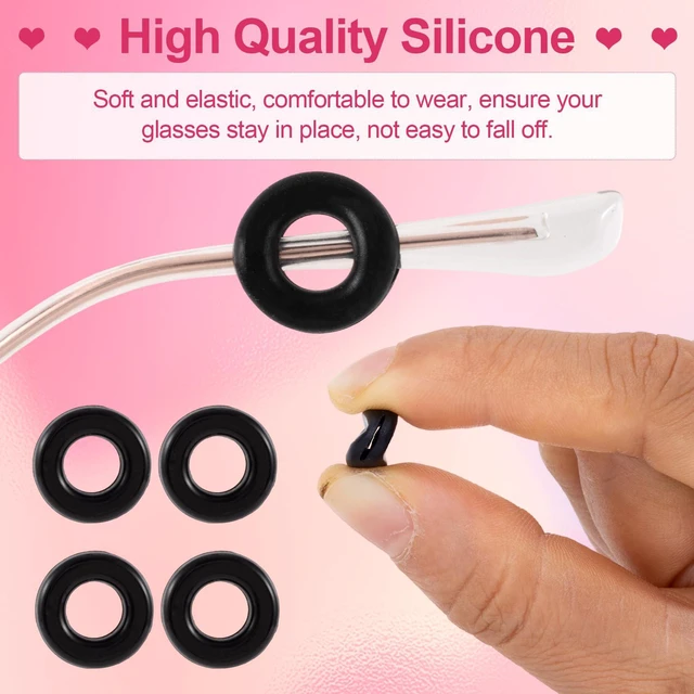 Alt view image 4 of 7 - HINZIC 8 Pairs Round Eyeglasses Ear Grips, Soft Silicone Retainers Behind The Ear Hooks, Anti-Slip Holder Eyeglasses Stopper for Sunglasses, Reading Glasses Women Men - 4 Styles, Black, White