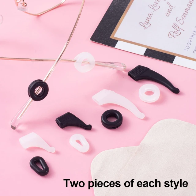 Alt view image 5 of 7 - HINZIC 8 Pairs Round Eyeglasses Ear Grips, Soft Silicone Retainers Behind The Ear Hooks, Anti-Slip Holder Eyeglasses Stopper for Sunglasses, Reading Glasses Women Men - 4 Styles, Black, White