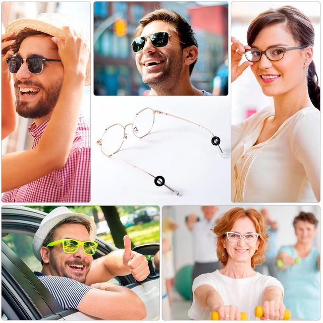 Alt view image 6 of 7 - HINZIC 8 Pairs Round Eyeglasses Ear Grips, Soft Silicone Retainers Behind The Ear Hooks, Anti-Slip Holder Eyeglasses Stopper for Sunglasses, Reading Glasses Women Men - 4 Styles, Black, White