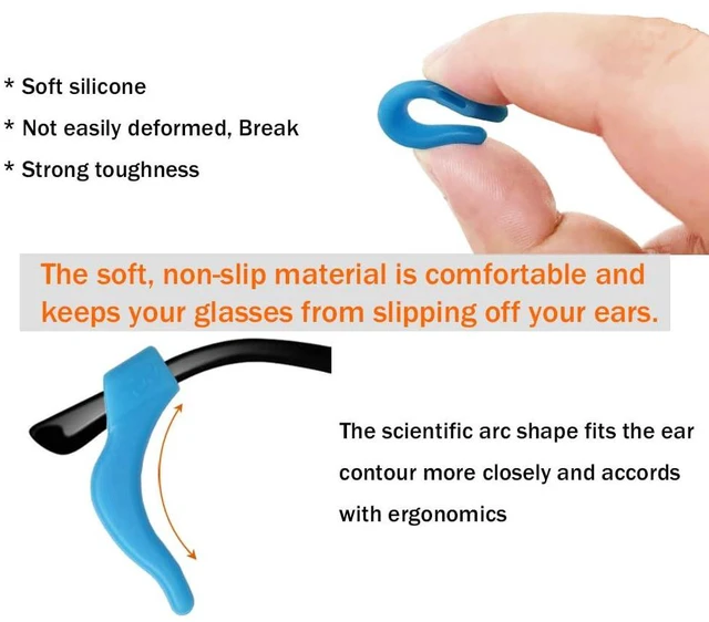 Alt view image 3 of 6 - Soft Silicone Eyeglass Ear Hooks, 10 Pairs of Non-Slip Eyeglasses Ear Grips for Glasses, Sunglasses, Reading Glasses (coloured)