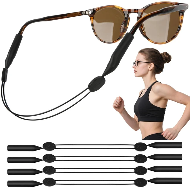 Main image of Coikcer Adjustable Anti-Slip No-Tail Glasses Strap, 4 Pack Black | Adjustable steel wire eyewear retainer for running, fitness, work & outdoor. Anti-slip, fits all glasses