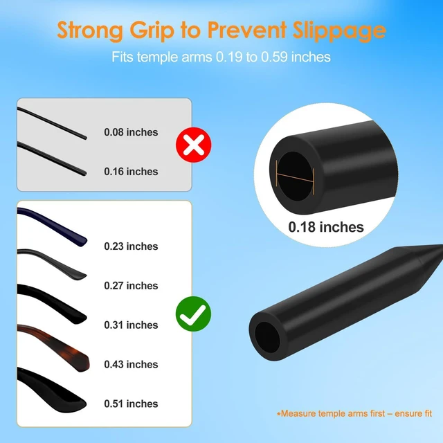 Alt view image 4 of 7 - Coikcer Adjustable Anti-Slip No-Tail Glasses Strap, 4 Pack Black | Adjustable steel wire eyewear retainer for running, fitness, work & outdoor. Anti-slip, fits all glasses