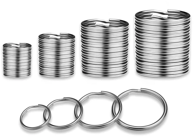 Main image of ZoloAJay 40 Pack Silver Key Ring Keychain Assorted in 4 Sizes Metal Round Split Key Chains Rings for Home Car Dog Tag Office Lanyards Keys Attachment