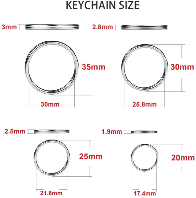 Alt view image 2 of 7 - ZoloAJay 40 Pack Silver Key Ring Keychain Assorted in 4 Sizes Metal Round Split Key Chains Rings for Home Car Dog Tag Office Lanyards Keys Attachment