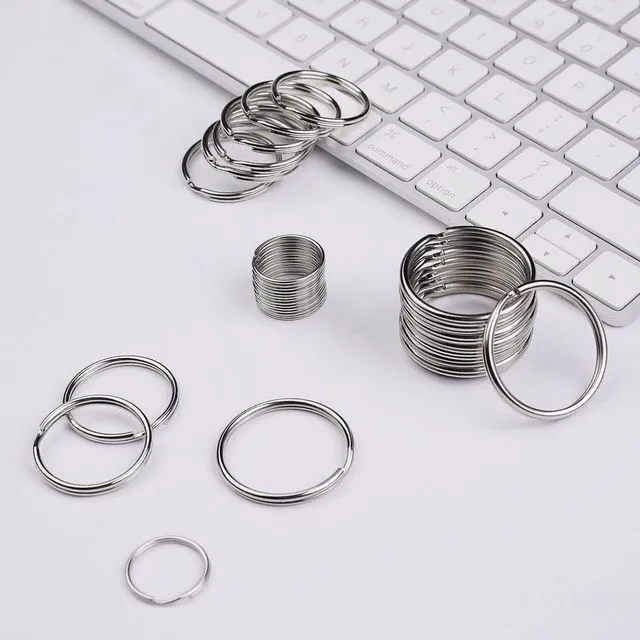 Alt view image 4 of 7 - ZoloAJay 40 Pack Silver Key Ring Keychain Assorted in 4 Sizes Metal Round Split Key Chains Rings for Home Car Dog Tag Office Lanyards Keys Attachment