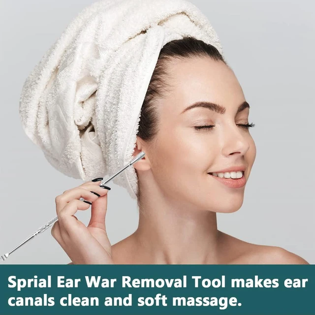 Alt view image 3 of 7 - Spring Ear Wax Cleaner Tool Set Ear Cleaner Ear Cleaner Tool Ear Wax Removal Spoon Double Ended with Stainless 360° Spiral Ear Massage Cleaning Tool Ear Cleaner Cleaning Brush and Storage Box Silver