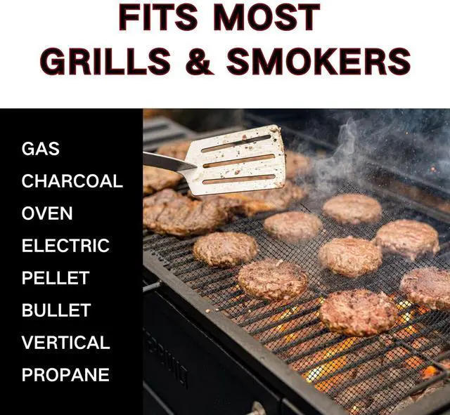 Alt view image 5 of 7 - WOHLOPL Grill Mesh Mat for Outdoor Grilling, Non-Stick BBQ Grill Mat Resuable and Easy to Clean, Works on Gas, Charcoal, Electric Grill 15.7x13 Inch (3 pcs)