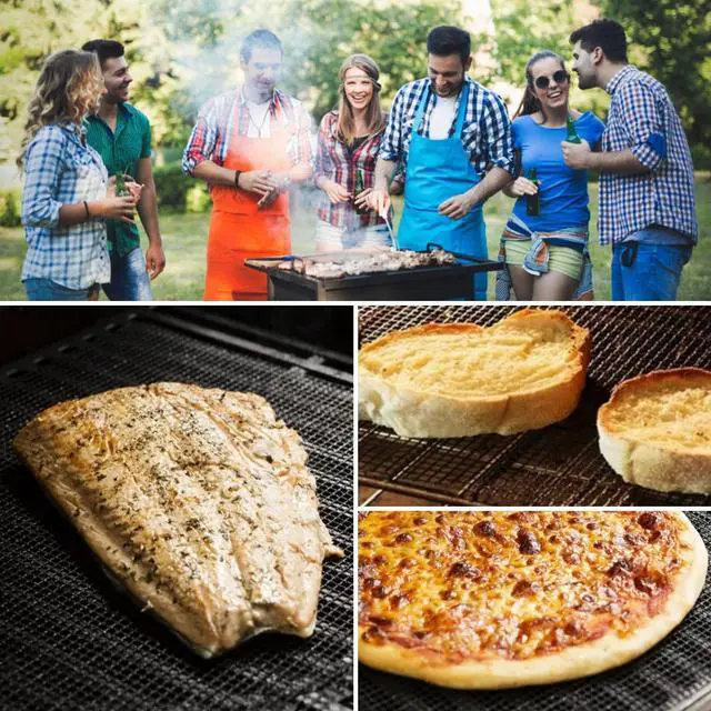 Alt view image 6 of 7 - WOHLOPL Grill Mesh Mat for Outdoor Grilling, Non-Stick BBQ Grill Mat Resuable and Easy to Clean, Works on Gas, Charcoal, Electric Grill 15.7x13 Inch (3 pcs)