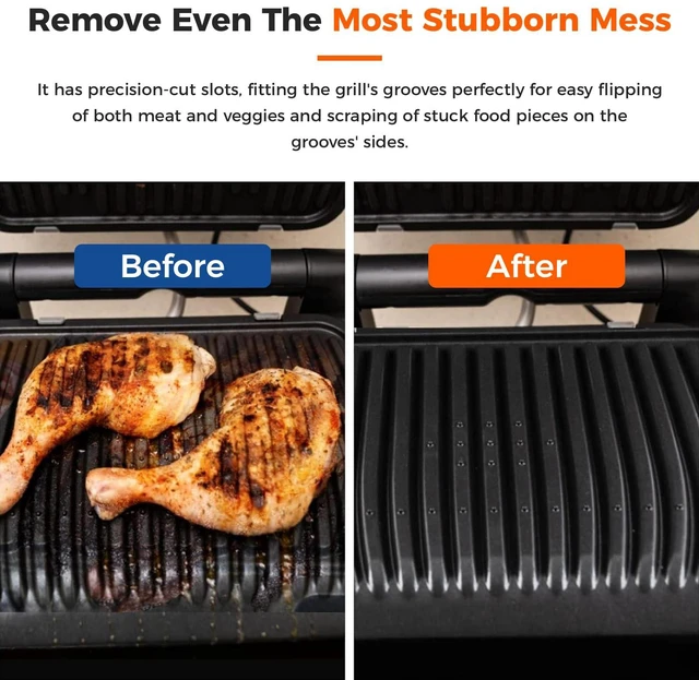 Alt view image 5 of 6 - Owiooll Universal Grill Scraper for George Foreman & Most Grooved Indoor Grills, Heat-Resistant Nylon Spatula for Easy Cleaning & Non-Stick Surfaces