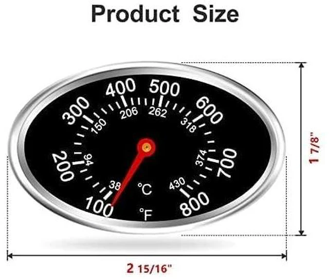 Alt view image 6 of 6 - Black Oval Lid Thermometer Temperature Gauge Replacement for Nexgrill, Grill Master 720-0697,Charmglow 720-0234,Aussie,Brinkman,Members Mark,Stainless Steel Heat Indicator,Outdoor Cooking Tools