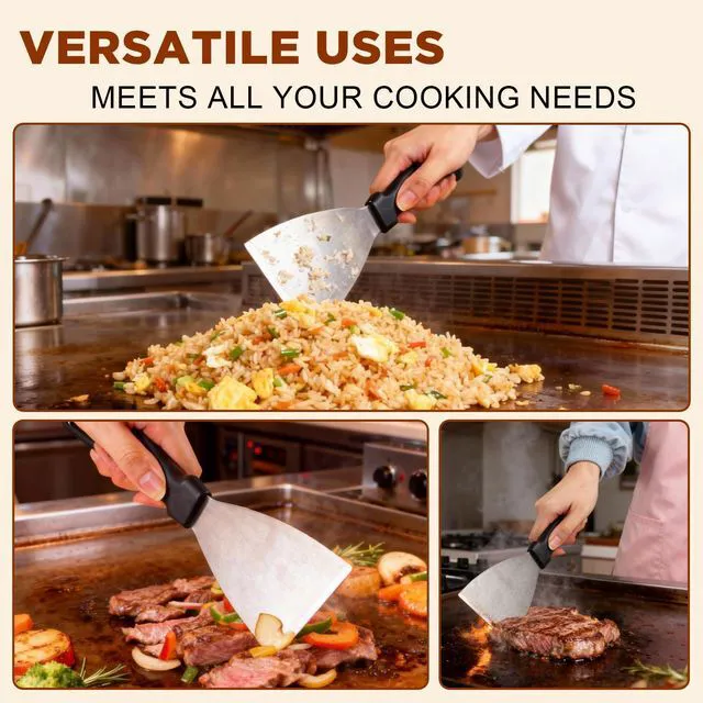 Alt view image 5 of 7 - HANWRAPS Griddle ScraperStainless Steel Grill Scraper,Slant Edge Metal Spatula for Teppanyaki Flat Top BBQ,Grill Cooking,Frying Steak Pork Chop Chicken Chop,Dishwasher Safe