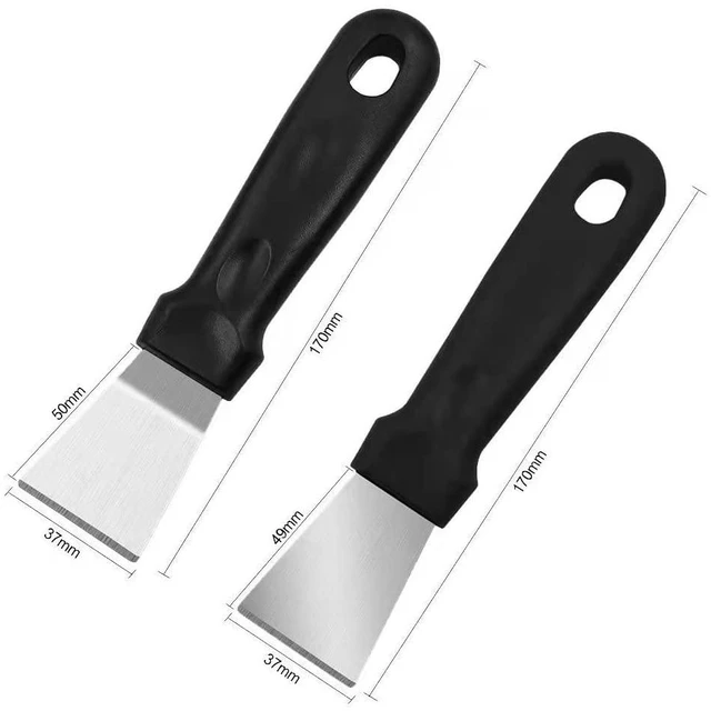 Alt view image 2 of 7 - 2Pack Blackstone Griddle Scraper Tool QIANBEIY Metal Small Grill Scraper for Outdoor BBQ Stiff Grill Pan Cleaning Scraper Spatula, No need to change Flexible Blades
