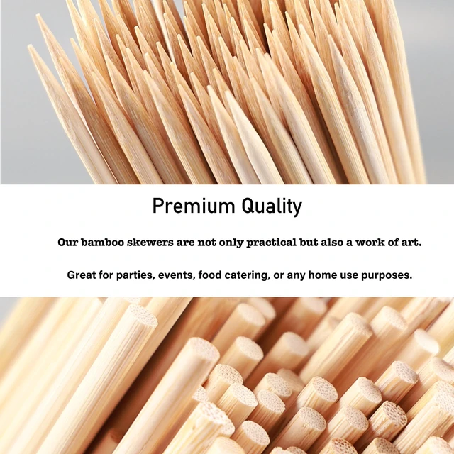 Alt view image 2 of 7 - DESIOLE Natural Bamboo Skewers, 100Pcs 6Inch BBQ Sticks for Appetiser, Fruit, Cocktail, Kabob, Chocolate Fountain, Grilling, Barbecue, Kitchen, Crafting, Gardening and Party