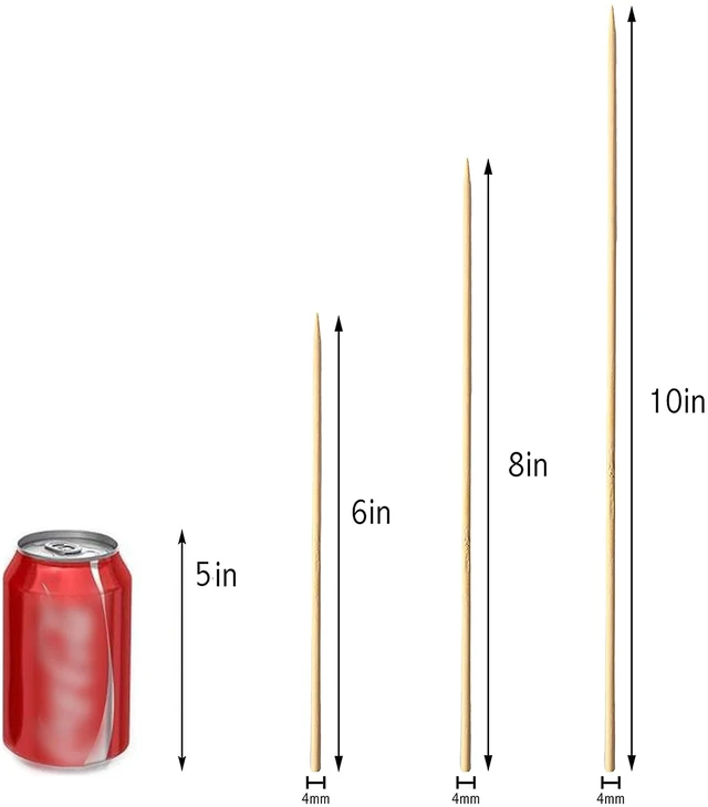 Alt view image 7 of 7 - DESIOLE Natural Bamboo Skewers, 100Pcs 6Inch BBQ Sticks for Appetiser, Fruit, Cocktail, Kabob, Chocolate Fountain, Grilling, Barbecue, Kitchen, Crafting, Gardening and Party