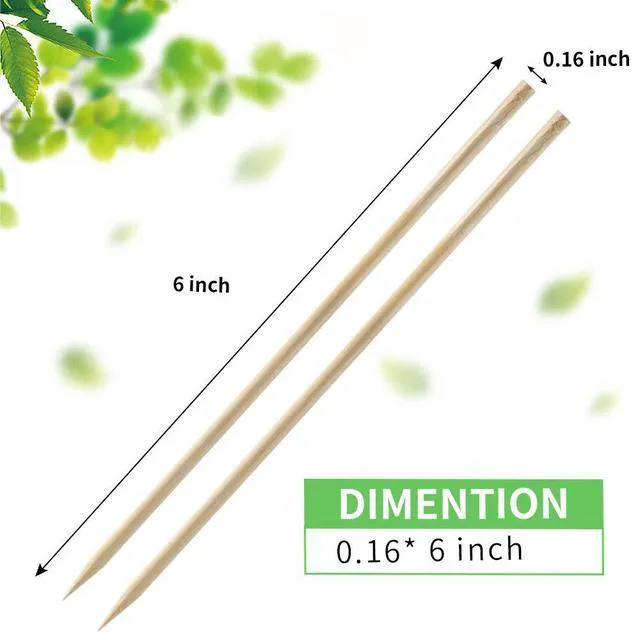 Alt view image 3 of 7 - Fu Store Bamboo Skewers 6 Inch Bamboo Sticks 100pcs BBQ Kabob Skewers | Barbecue Grill, Appetizer, Fruit, Corn, Chocolate Fountain, Cocktail, Art, Craft, Set of 100 Pack