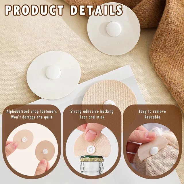 Alt view image 4 of 7 - Dayinkes 24PCS Duvet Clips to Hold Comforter Inside, Reusable Duvet Snaps to Hold Comforter, Wrinkle-Free Bed Sheet Fasteners Clips, Easy Stick & Reposition, for Quilts, Sofas, Pillowcases