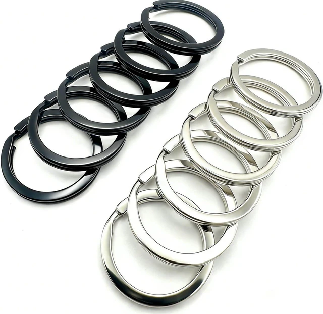 Alt view image 2 of 7 - 12 Pcs Metal Key Rings for Men Women,25 mm/1 Inch Flat O-Ring Keychain Rings Key Holder Round Split Keyrings Key Chain Clips,Key Carabiner Key Organizer for Home Office Car Keys(6 Silver,6 Black)