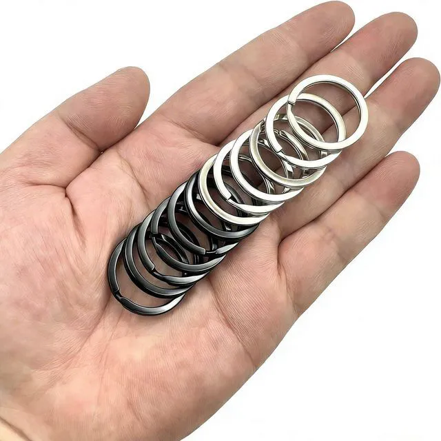 Alt view image 3 of 7 - 12 Pcs Metal Key Rings for Men Women,25 mm/1 Inch Flat O-Ring Keychain Rings Key Holder Round Split Keyrings Key Chain Clips,Key Carabiner Key Organizer for Home Office Car Keys(6 Silver,6 Black)