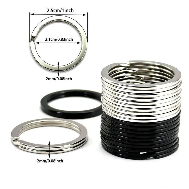 Alt view image 4 of 7 - 12 Pcs Metal Key Rings for Men Women,25 mm/1 Inch Flat O-Ring Keychain Rings Key Holder Round Split Keyrings Key Chain Clips,Key Carabiner Key Organizer for Home Office Car Keys(6 Silver,6 Black)